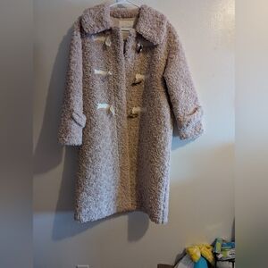 Plush Beige Teddy Coat with Toggle Closures